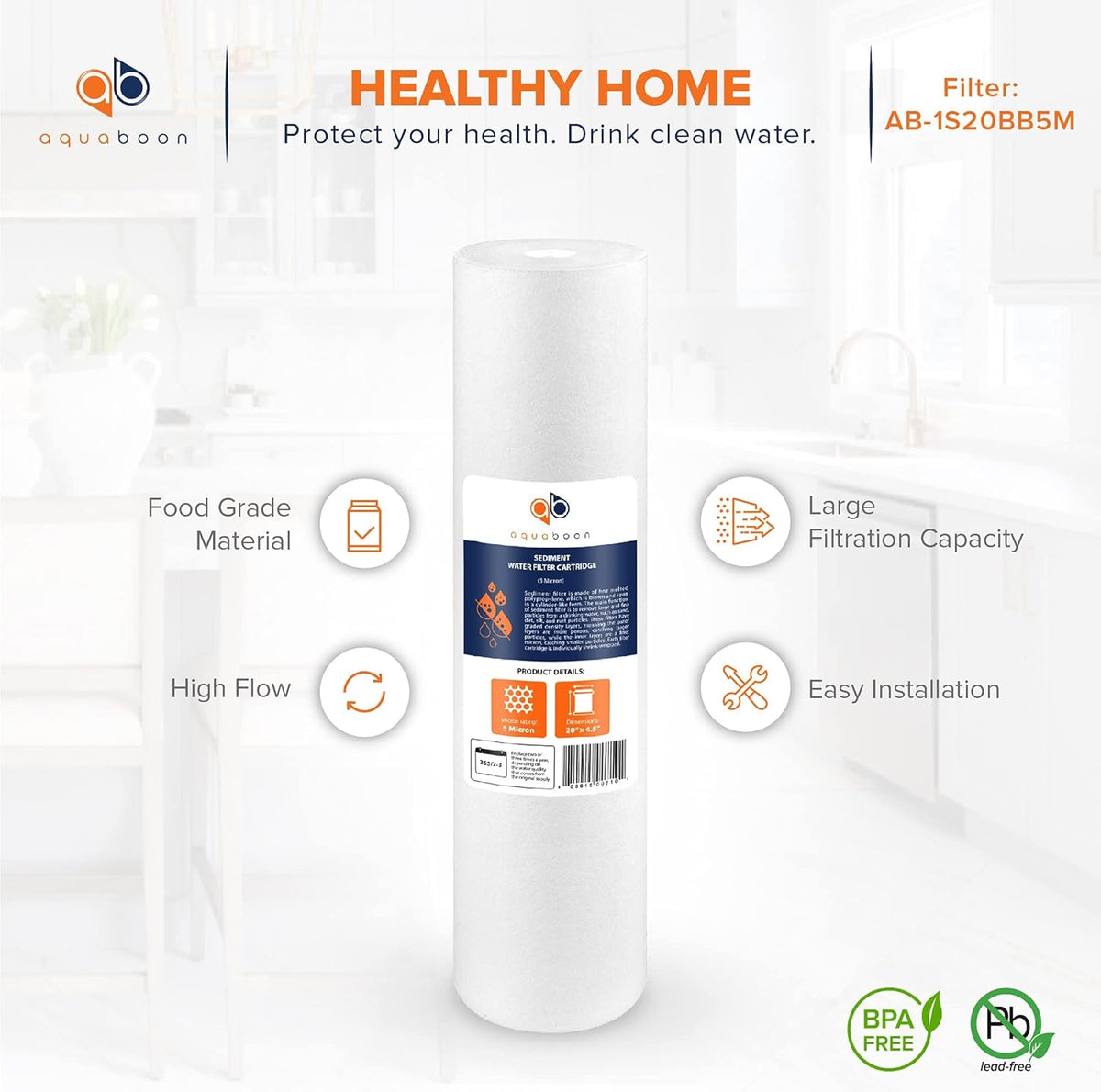 5 Micron 20 Sediment Water Filter Replacement Cartridge 8 Pack Q29135
