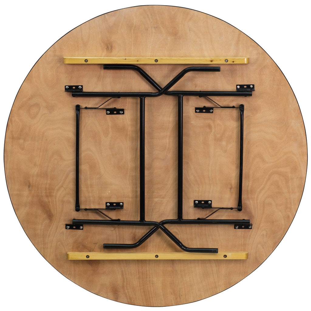 60-Inch Round Wood Folding Banquet Table H39875