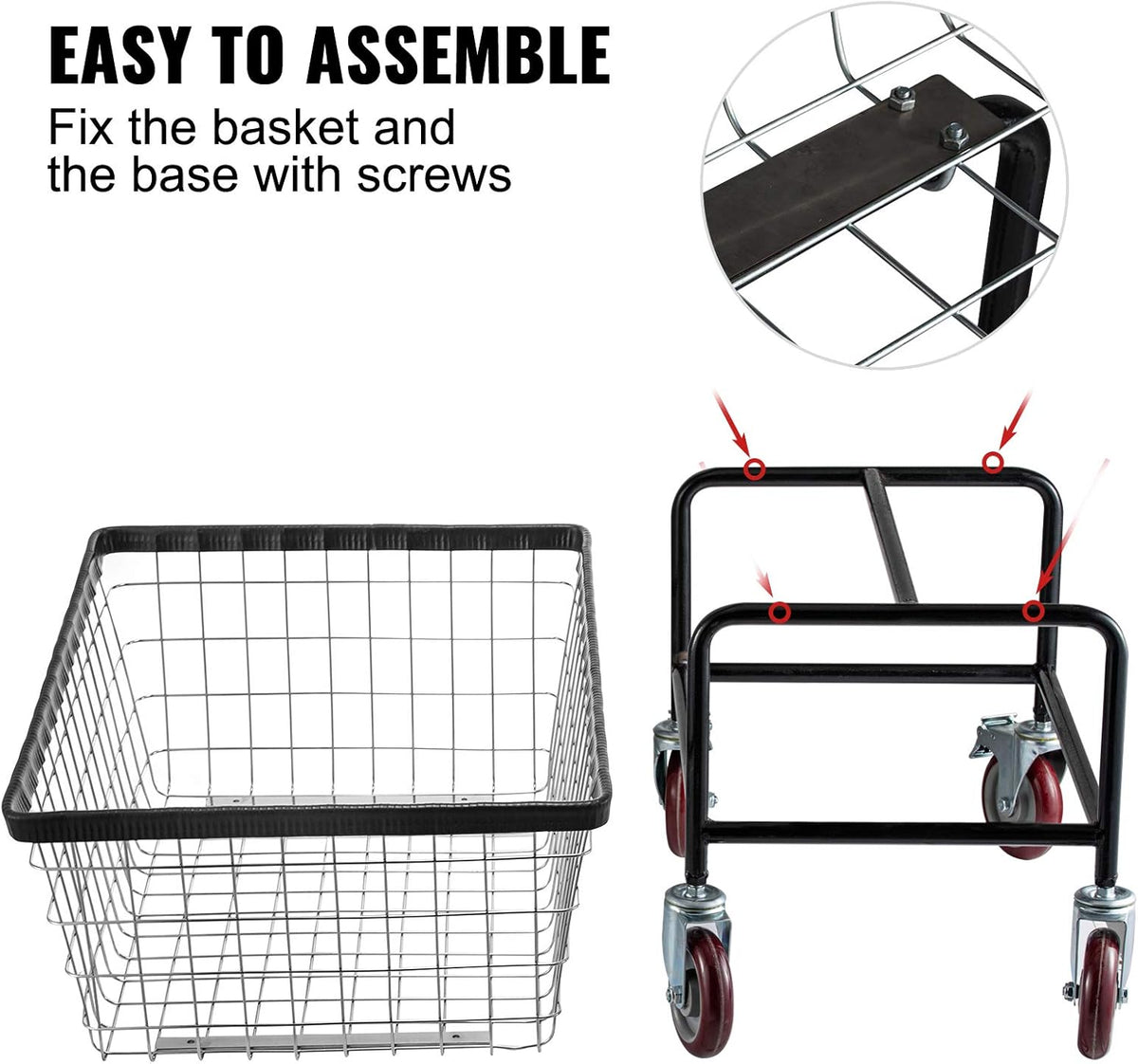 2.5 Bushel Wire Laundry Cart with Wheels H313089