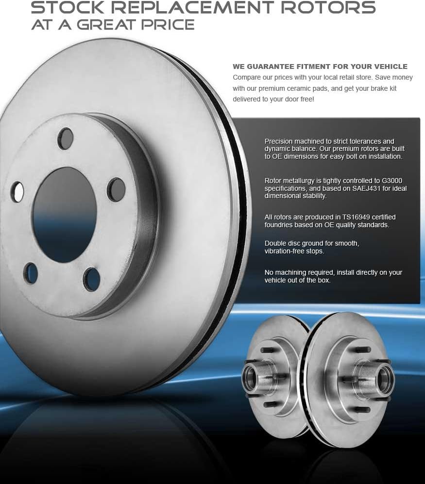Front 256 mm 4 Lug Brake Disc Rotors + Metallic Brake Pads R457659