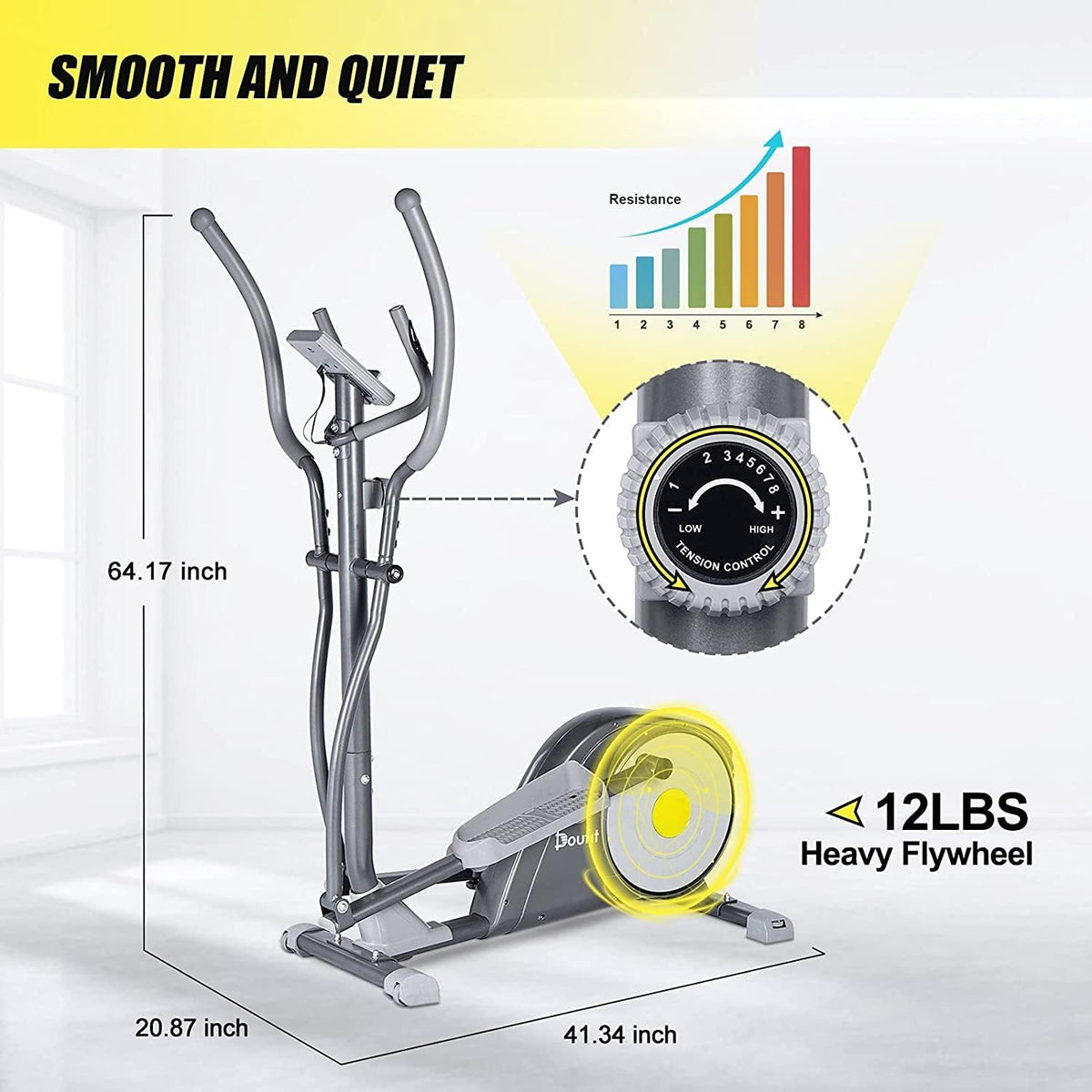 Adjustable Magnetic Elliptical Cross Trainer with LCD Monitor Z8036