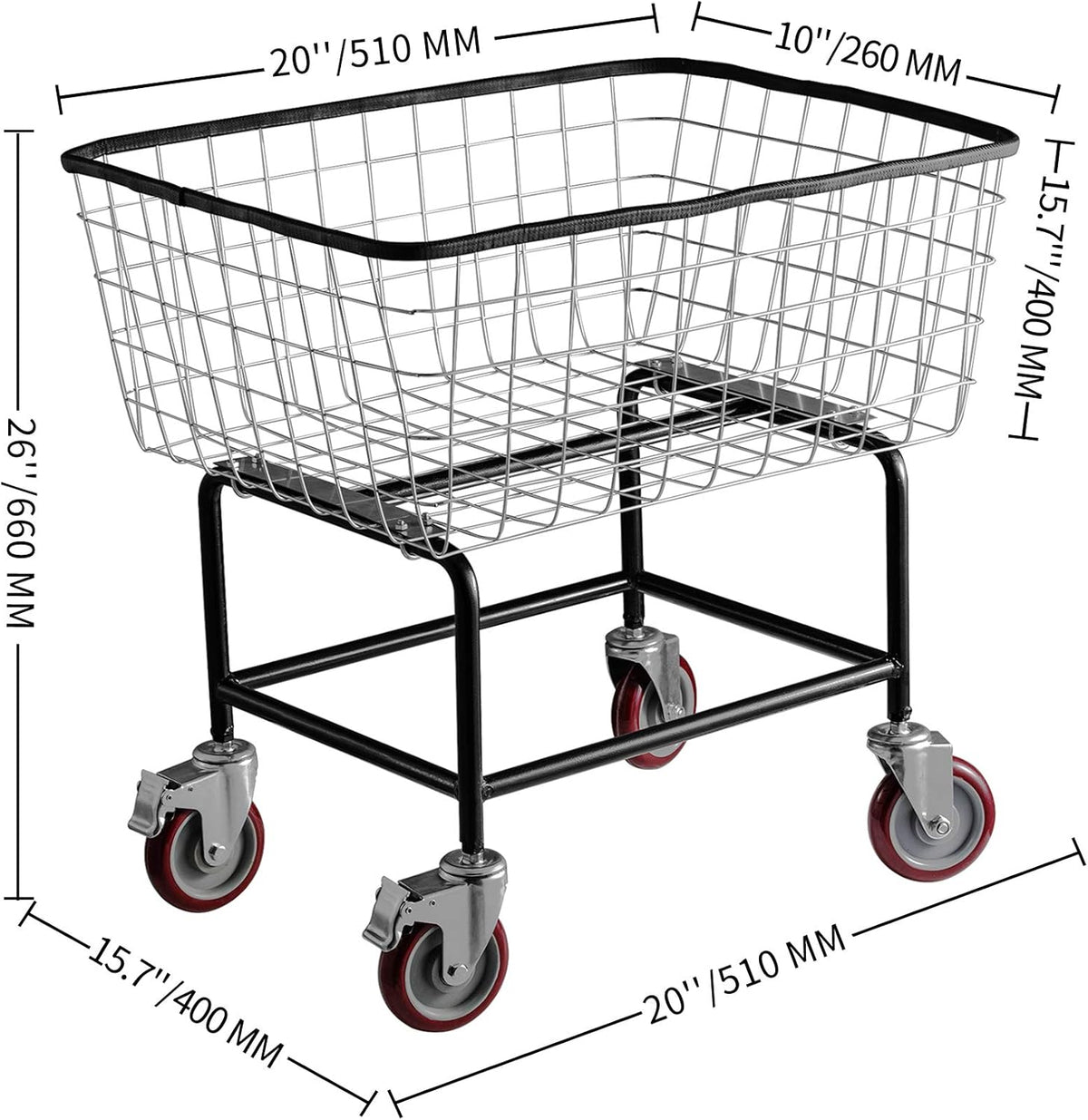 2.5 Bushel Wire Laundry Cart with Wheels H313089