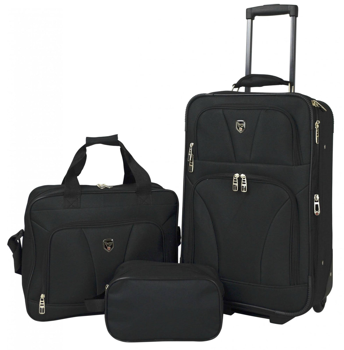 Expandable Rolling Carry-On 3-Piece Set Black J7235