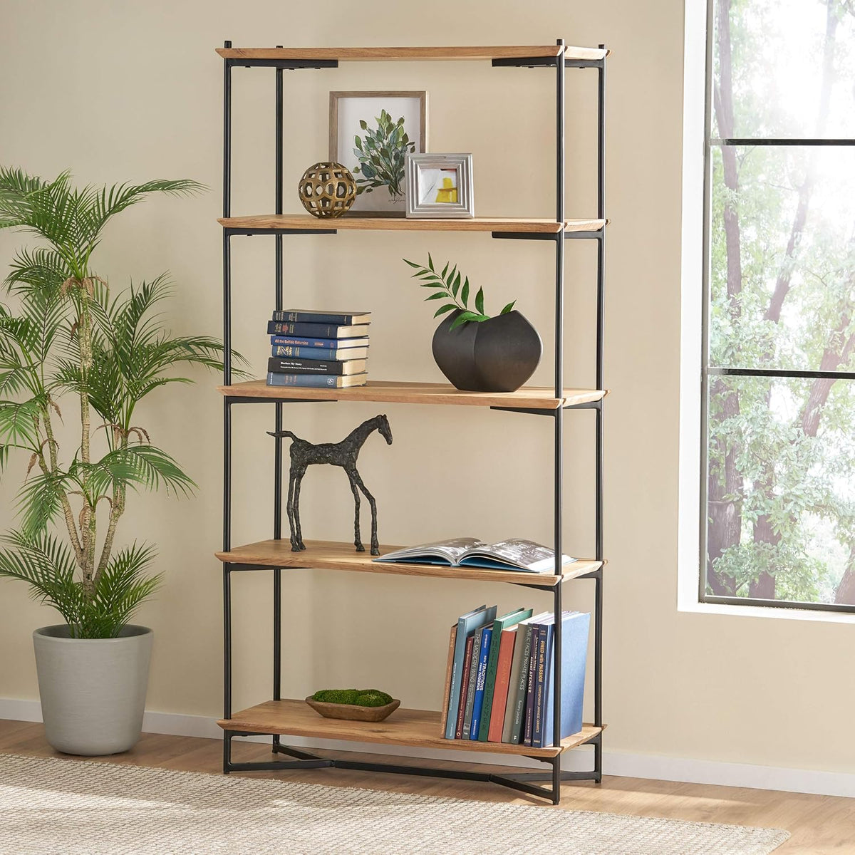 5 Shelf Acacia Wood Etagere Bookcase X811173