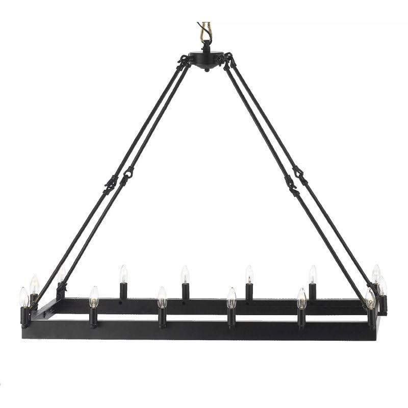 14 Light Wide Taper Candle Chandelier Black S9626