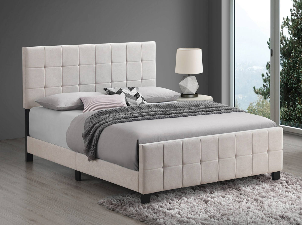 Beige Queen Upholstered Panel Bed A65992