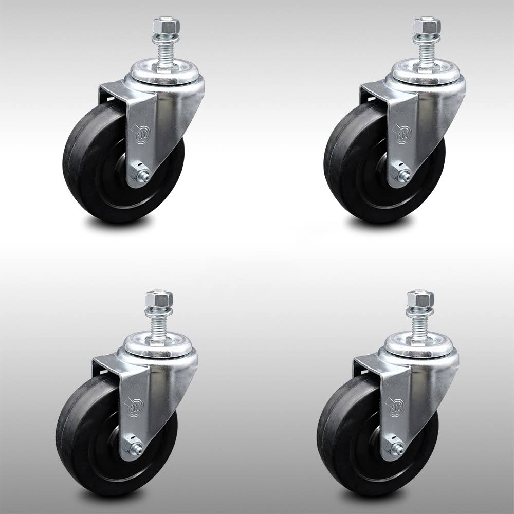 4 inch Soft Rubber Swivel Caster Set F700404