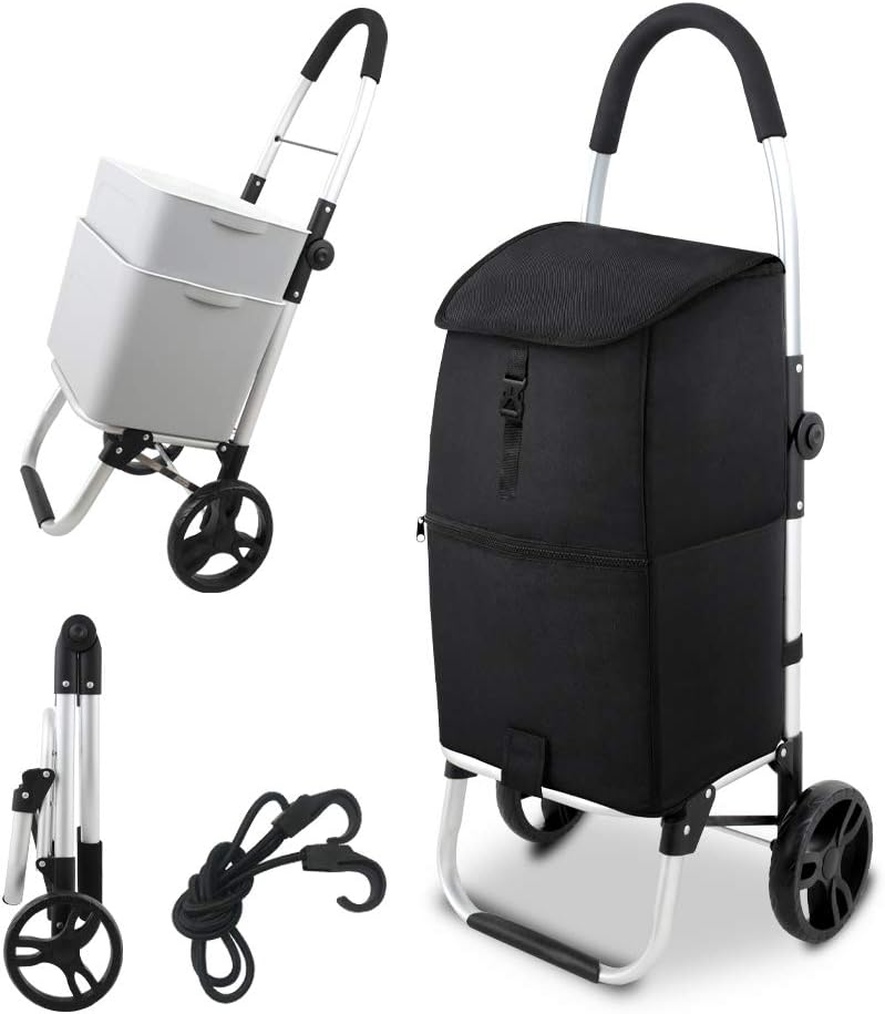 Navy Blue Foldable Grocery Cart with Shopping Bag P1526