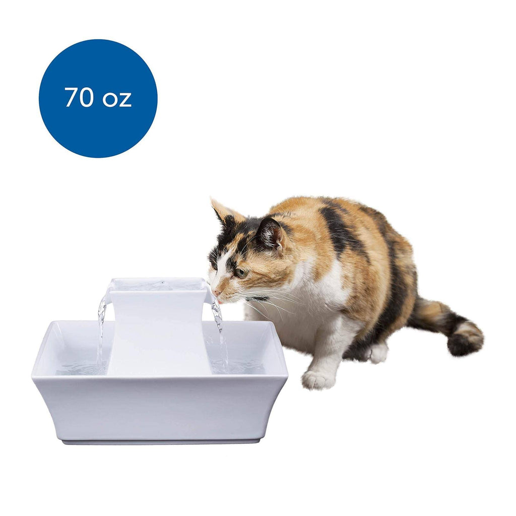 Ceramic Dog and Cat Water Fountain White 70 oz J9156