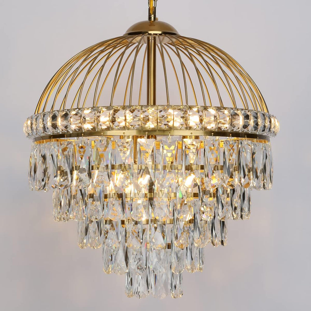 Brass Gold 9-Lights Crystal Chandelier E9180