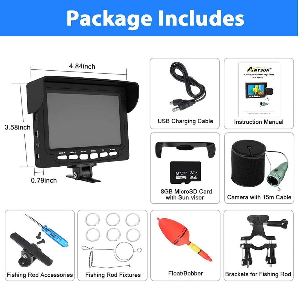 4.3 Inch IP68 Waterproof Underwater Ice Fishing Camera R722