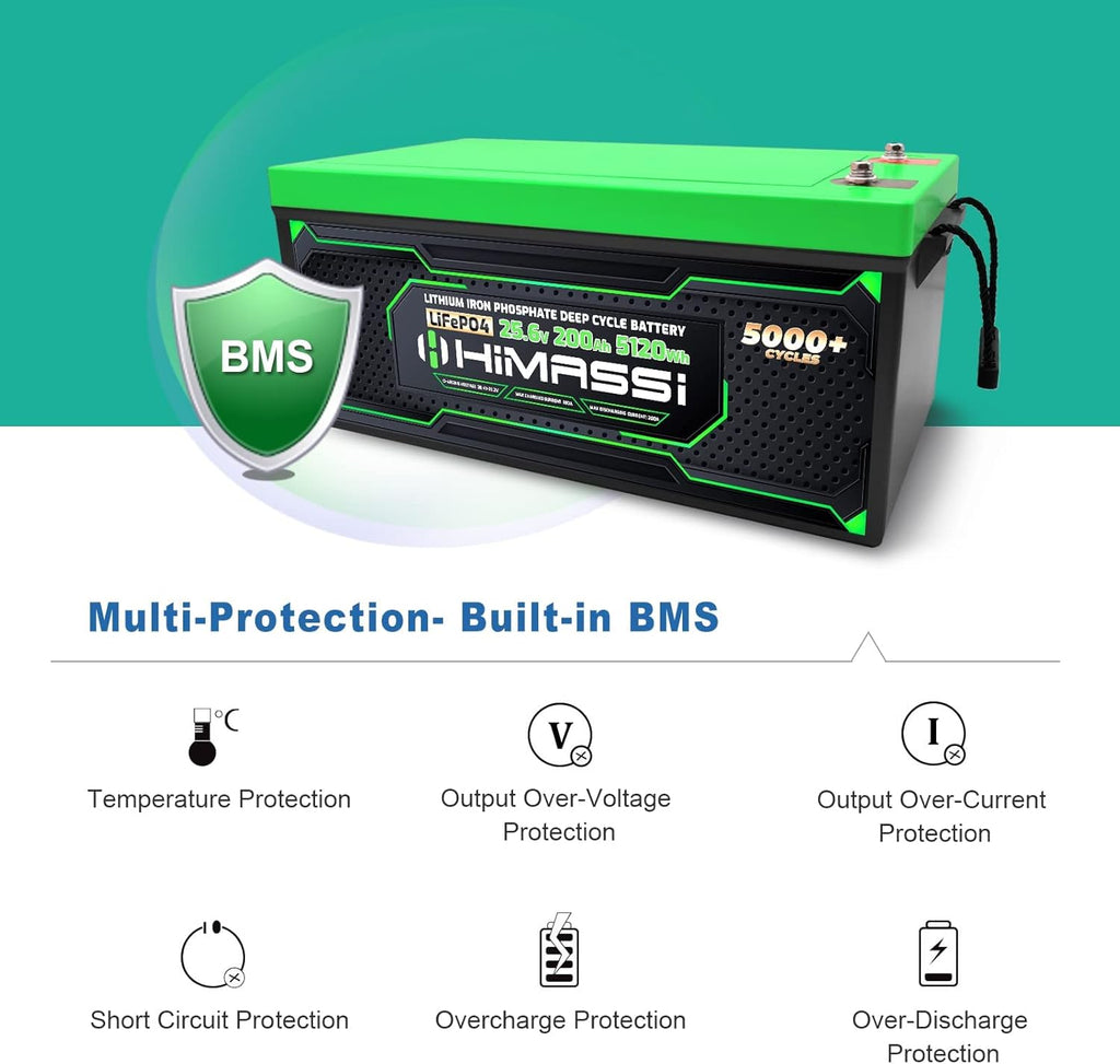 24V 200Ah LiFePO4 Deep Cycle Battery with 200A BMS V96258