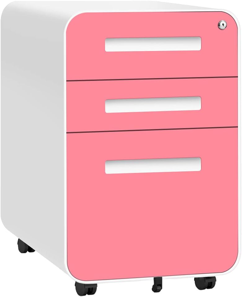 3 Drawer Locking Metal Rolling File Cabinet with Wheels K4818