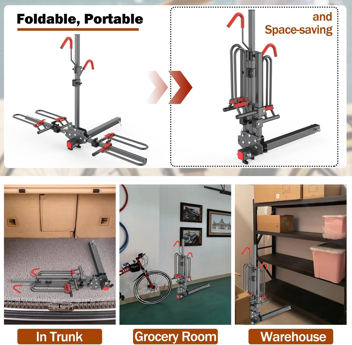Hitch Mounted Foldable 2-Bike Rack P63594