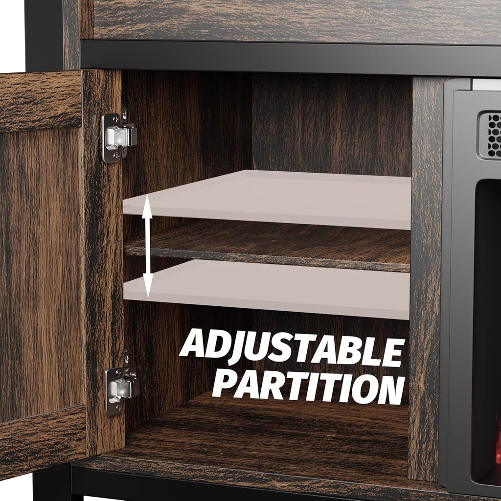 Electric Fireplace TV Stand with Storage Shelves and 2 Cabinets I8788