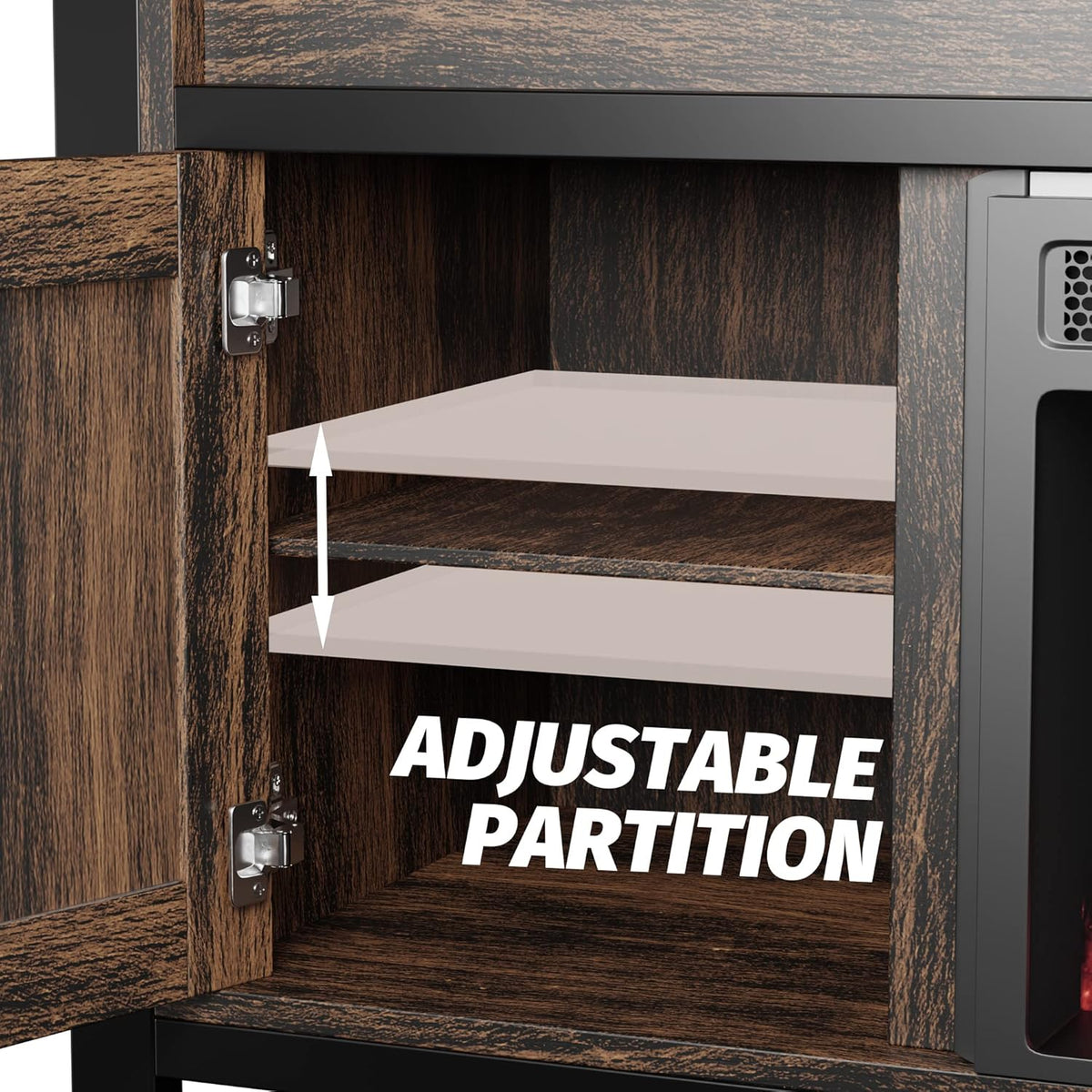 Electric Fireplace TV Stand with Storage Shelves and 2 Cabinets I8788