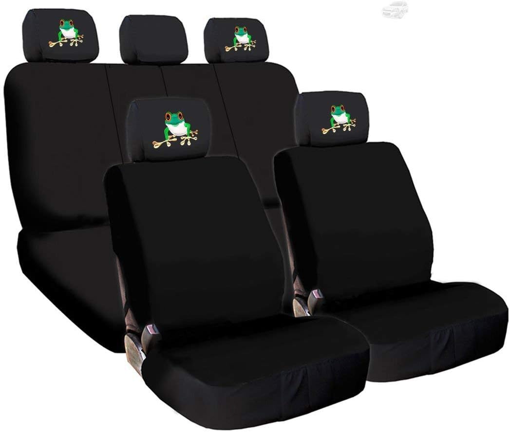 Black Flat Cloth Universal Fit Car Seat Covers with Headrest Covers N19661