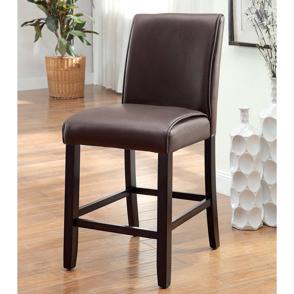 Dark Walnut Leatherette Counter Height Chair Set of 2 S2688