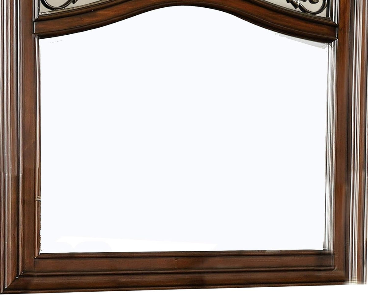Wooden Mirror with Carvings and Molded Details E995