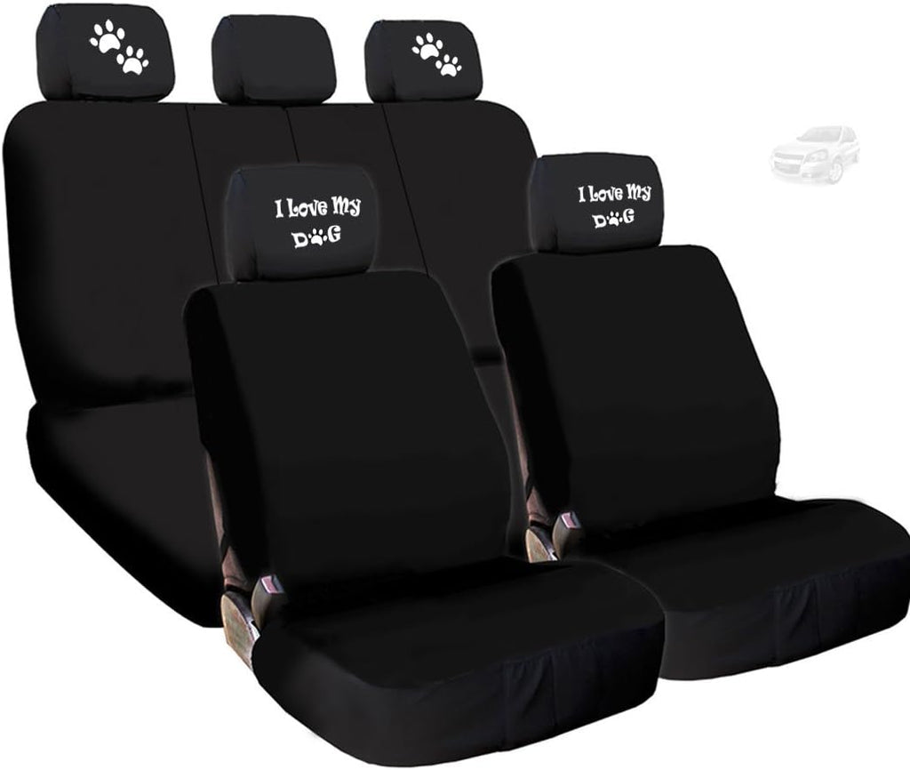 Black Flat Cloth Universal Fit Car Seat Covers with Headrest Covers N19661