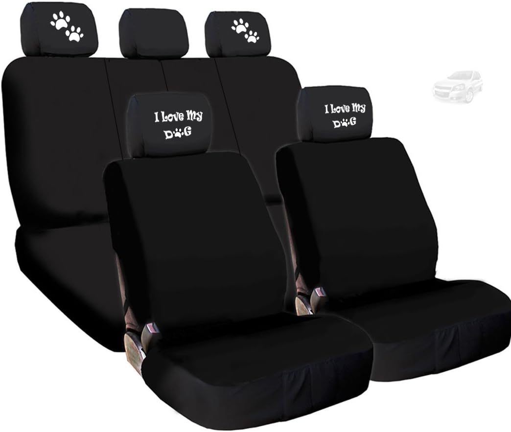 Black Flat Cloth Universal Fit Car Seat Covers with Headrest Covers N19661