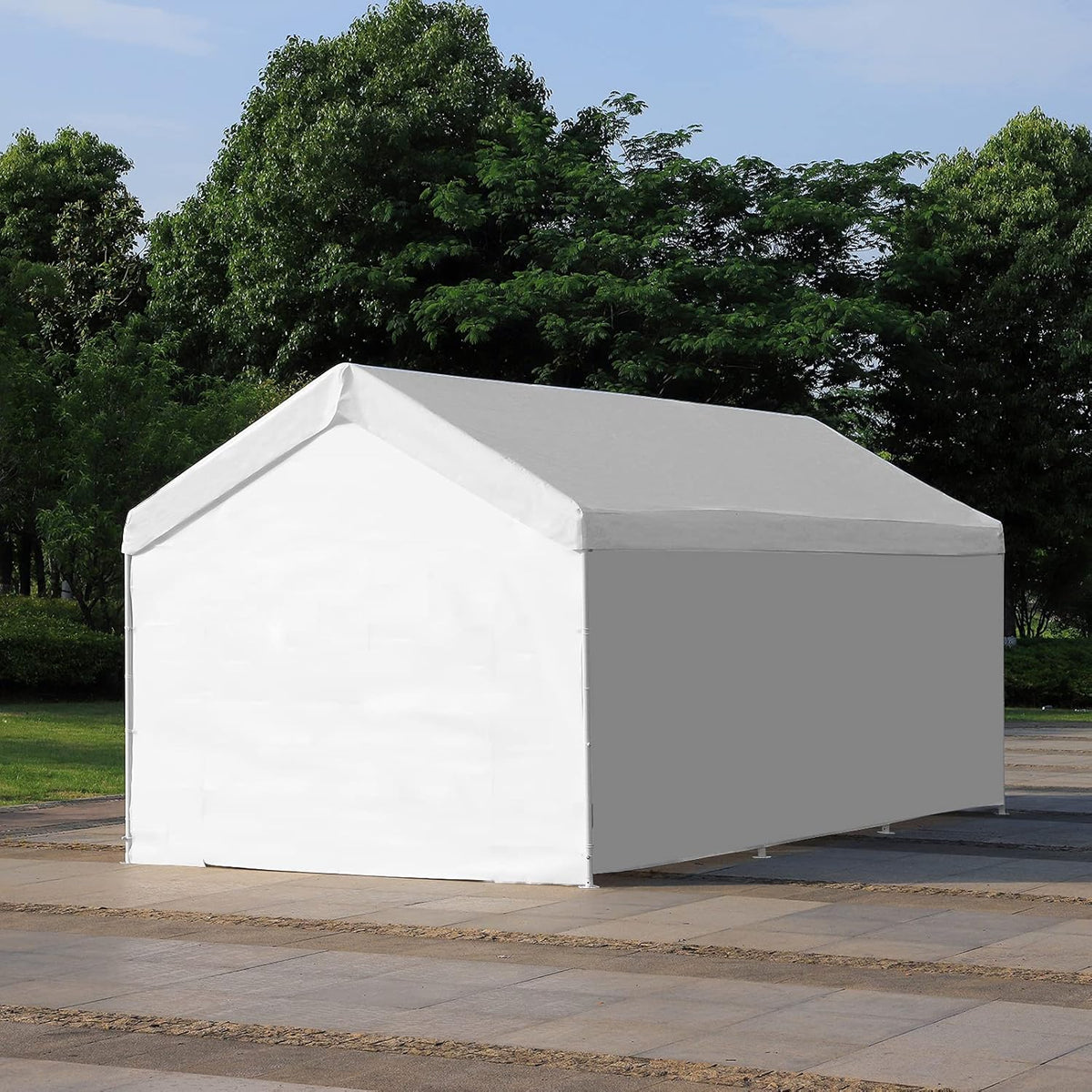 10x20 ft Heavy Duty Carport Canopy Shelter with Removable Sidewalls and Door J224958