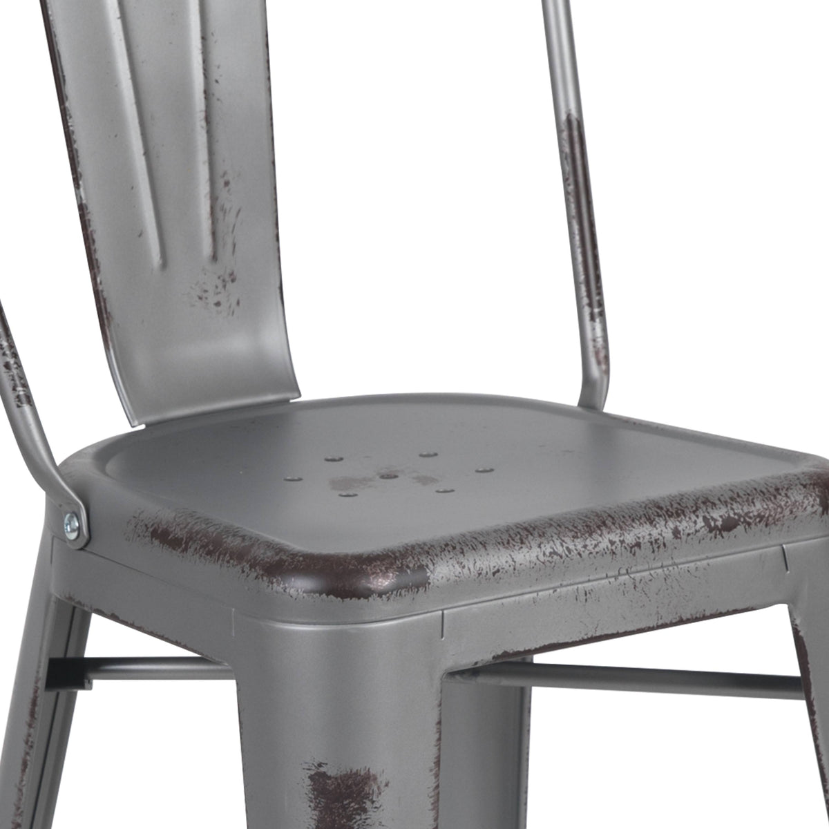 24-Inch Distressed Metal Stool E7043