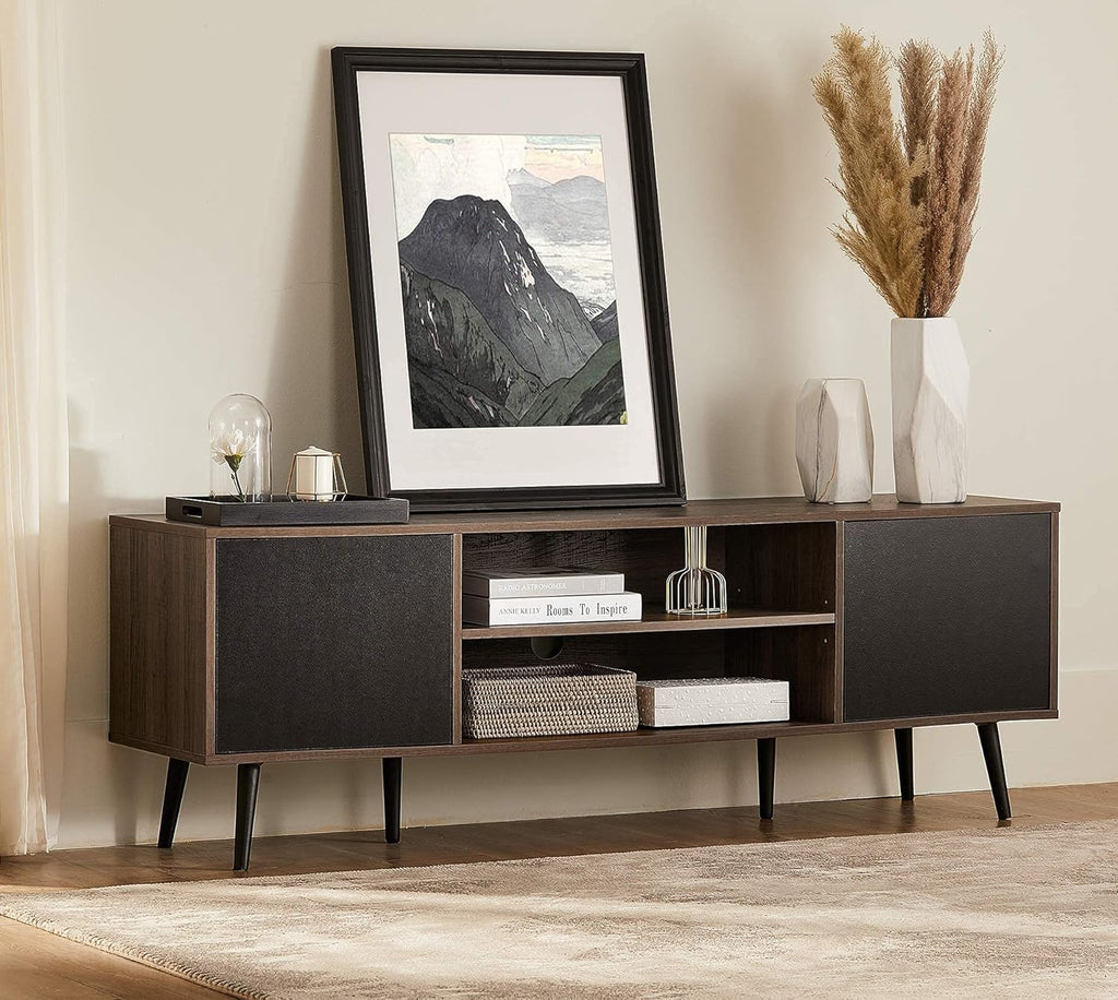White and Oak Wood TV Stand with Storage Z9804