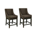 Dark Brown Upholstered Barstool Set of 2 J597287
