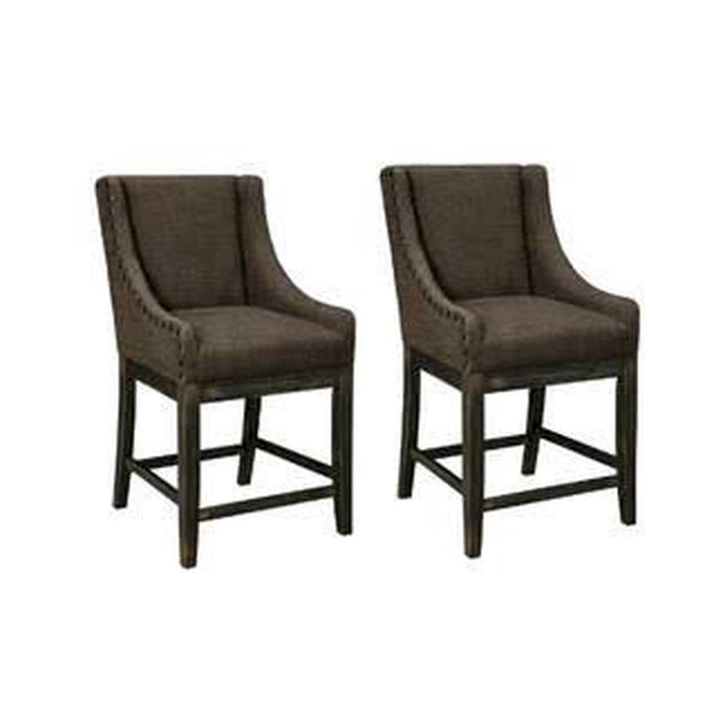 Dark Brown Upholstered Barstool Set of 2 J597287