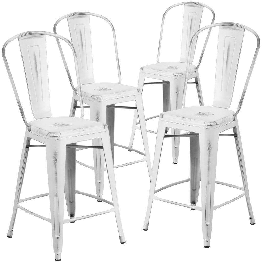 24-Inch Distressed Metal Stool E7043
