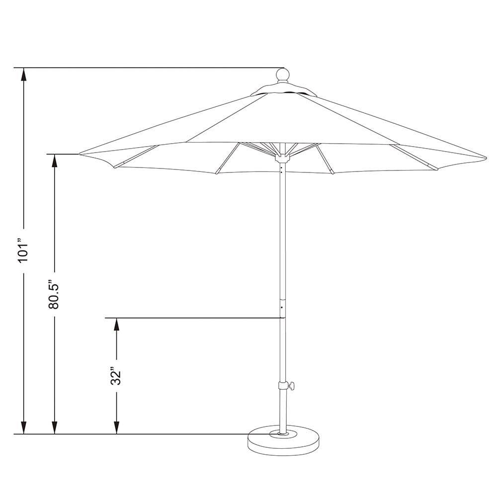 9 Ft Fiberglass Market Umbrella Pulley Open Bronze D6242