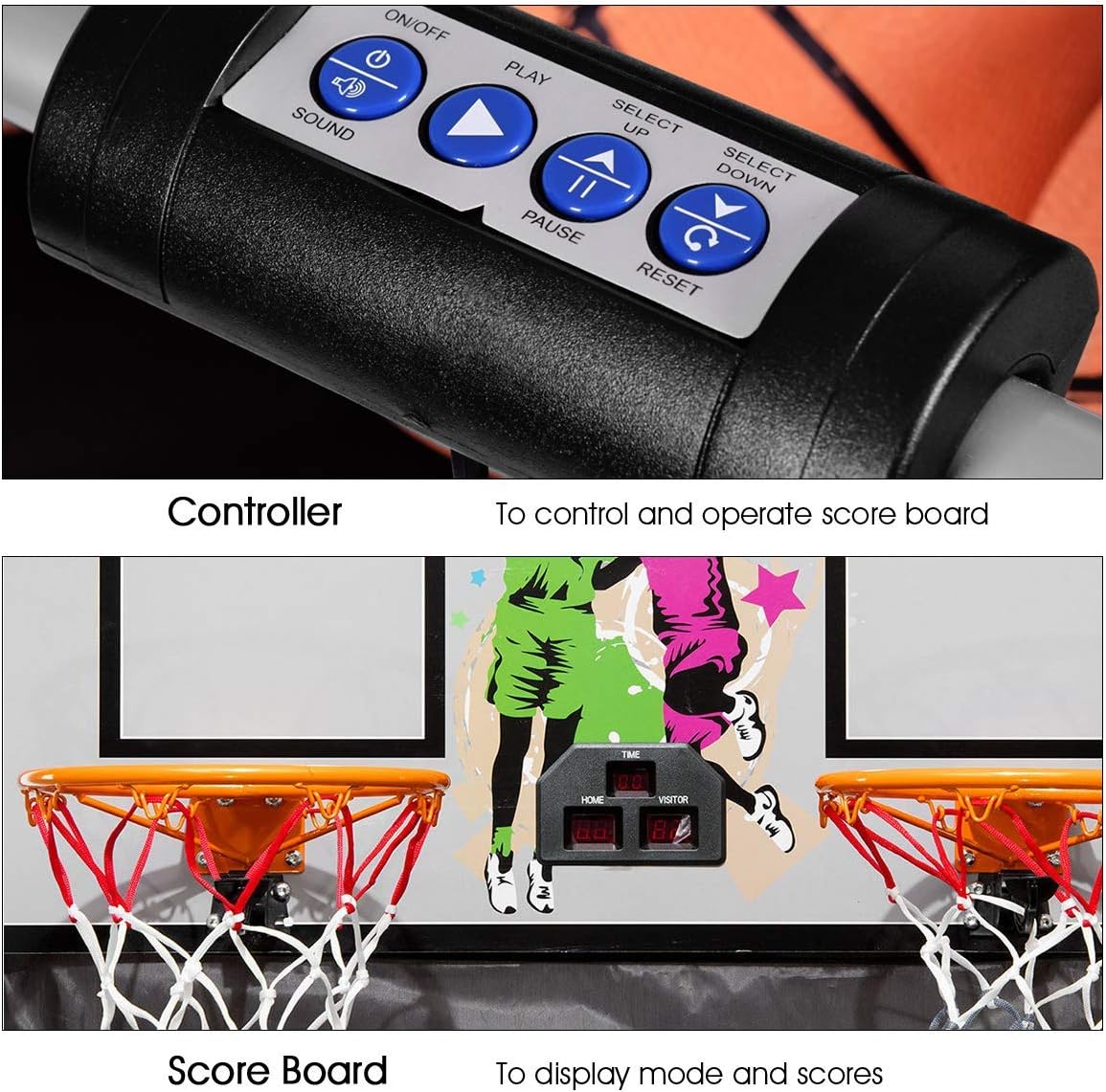 Electronic Basketball Arcade Game Double Shot 2 Players with 2 Rims 4 Balls U931