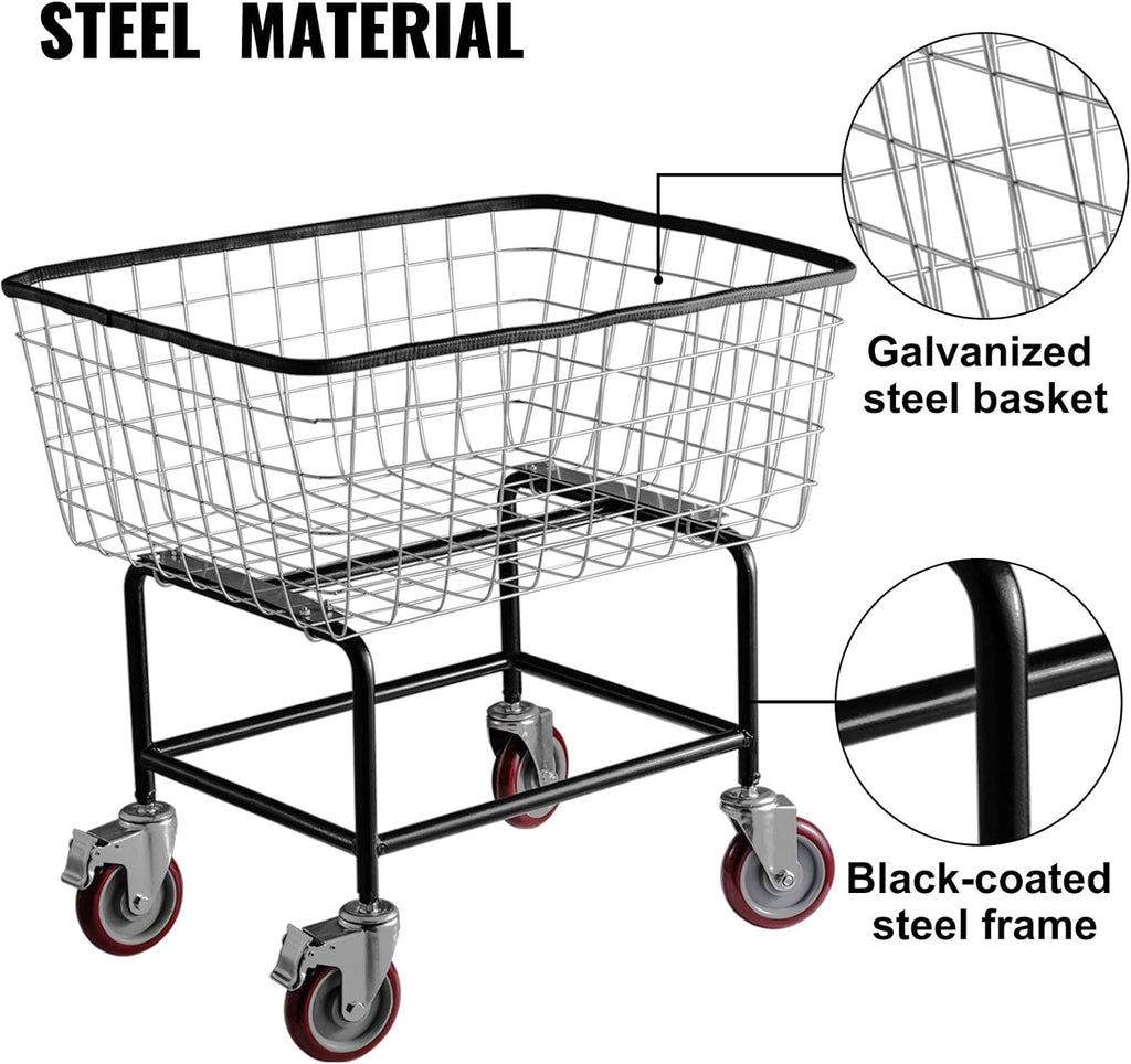2.5 Bushel Wire Laundry Cart with Wheels H313089