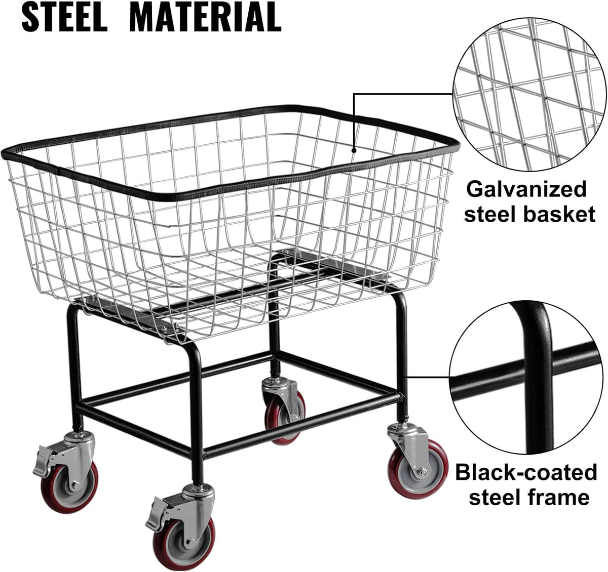 2.5 Bushel Wire Laundry Cart with Wheels H313089
