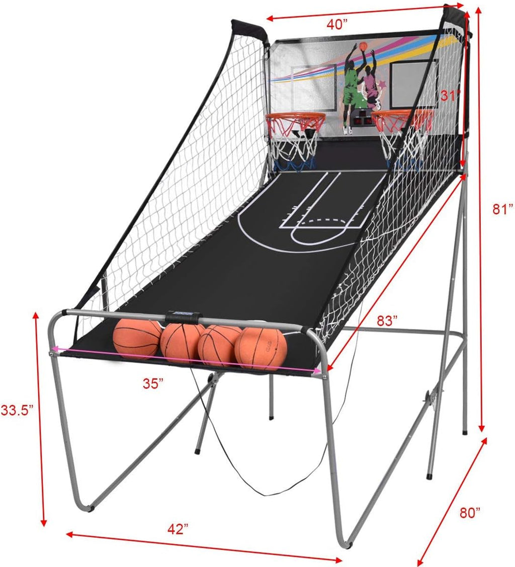 Electronic Basketball Arcade Game Double Shot 2 Players with 2 Rims 4 Balls U931
