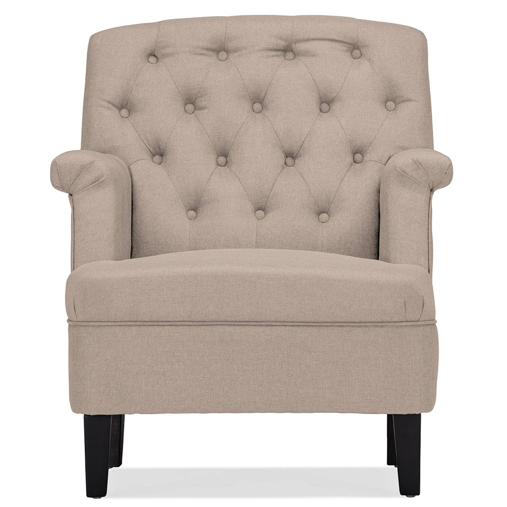 Beige Fabric Upholstered Button-Tufted Armchair T909907