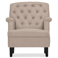 Beige Fabric Upholstered Button-Tufted Armchair T909907