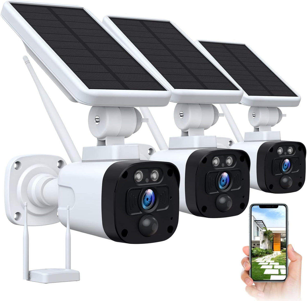 Wireless Solar Security Camera System 4 x 3MP with Base Station F897721