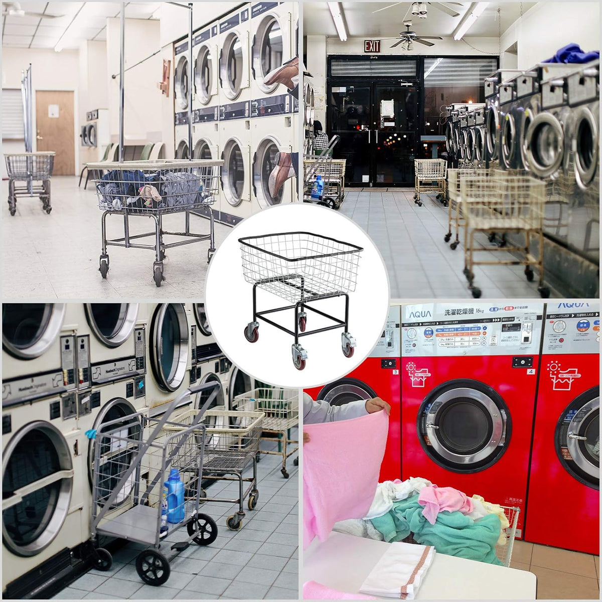 2.5 Bushel Wire Laundry Cart with Wheels H313089
