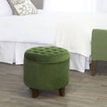 Velvet Forest Green Round Storage Ottoman P105427