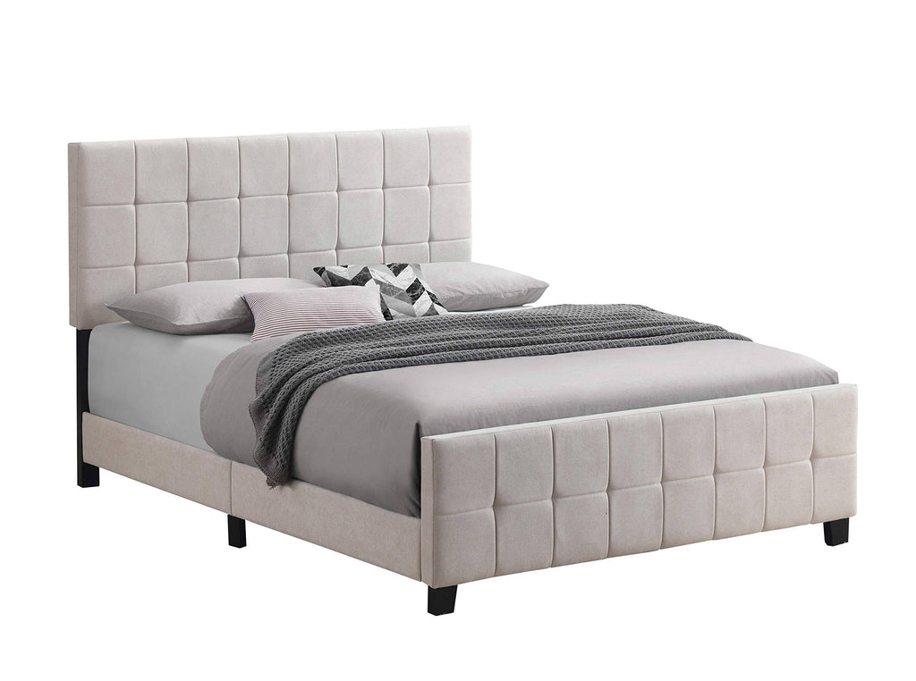 Beige Queen Upholstered Panel Bed A65992