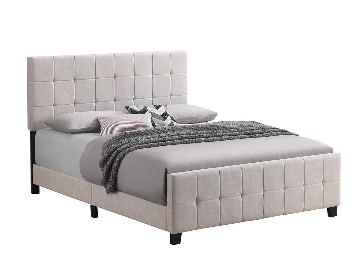 Beige Queen Upholstered Panel Bed A65992