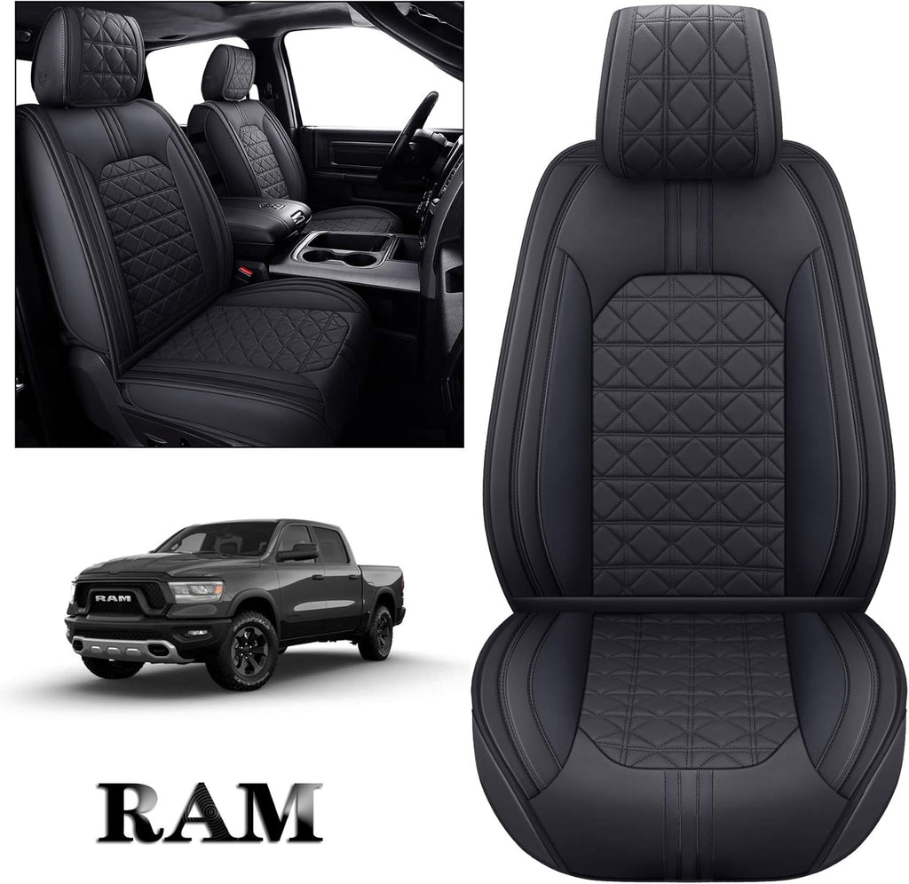 Waterproof Leather Seat Covers 5 PCS Full Set Black Blue U226