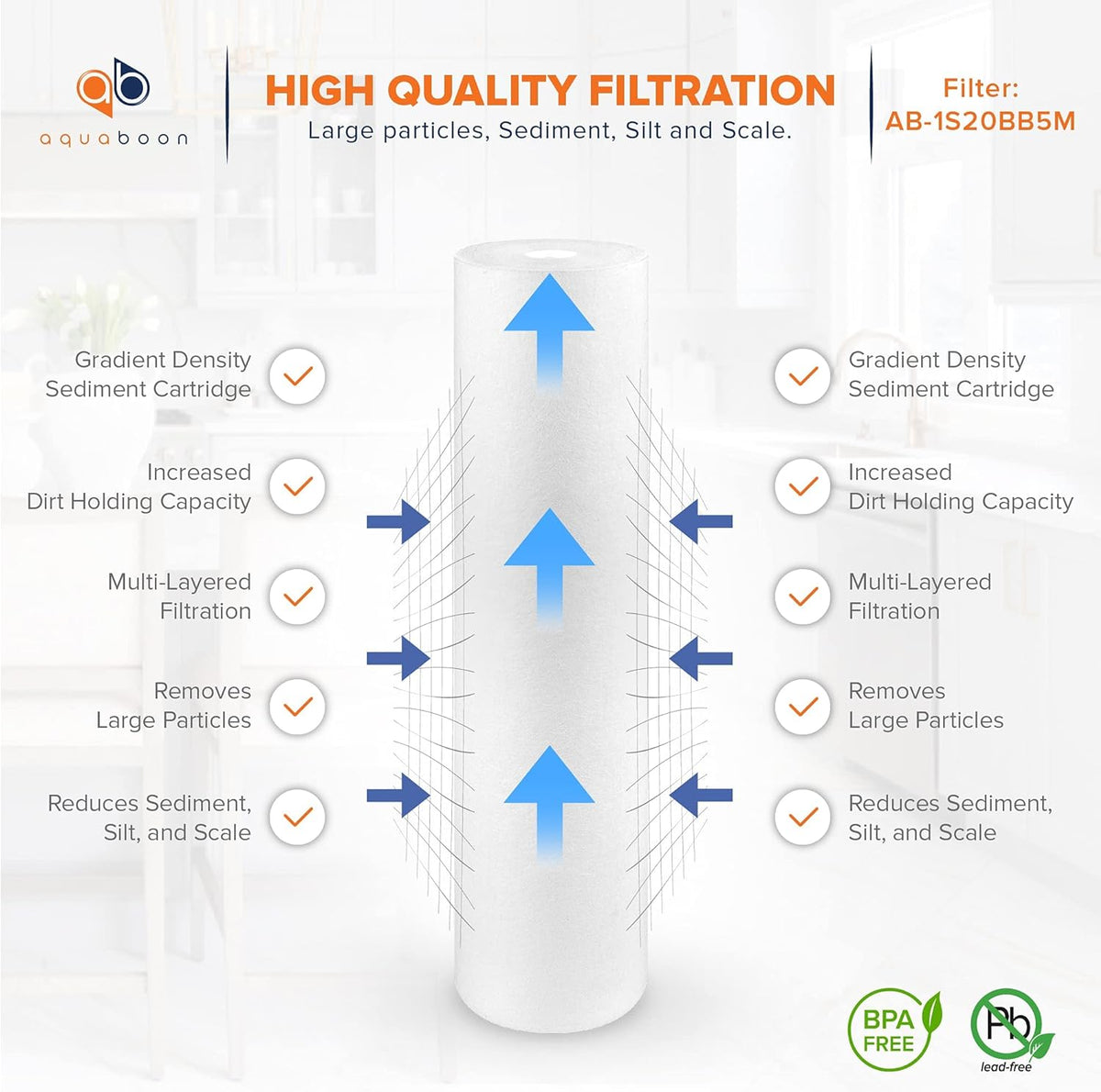 5 Micron 20 Sediment Water Filter Replacement Cartridge 8 Pack Q29135