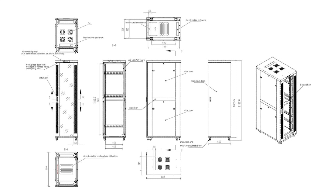 42U Floor Standing Server Rack Cabinet Enclosure D319