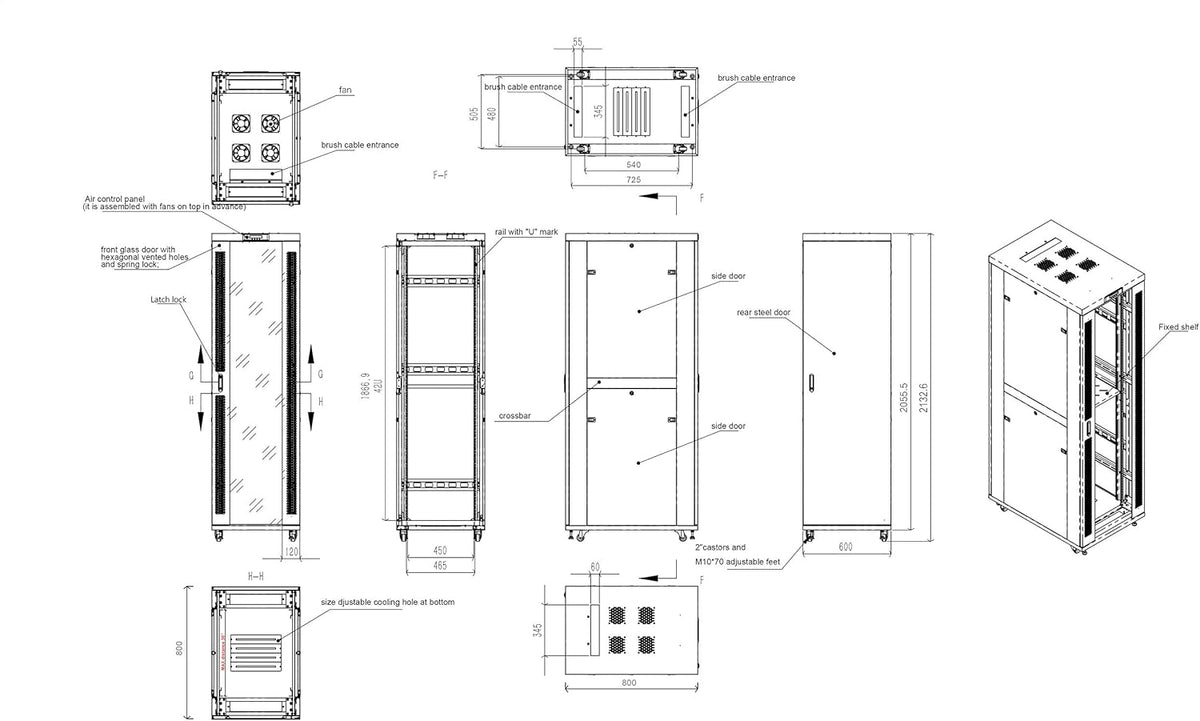 42U Floor Standing Server Rack Cabinet Enclosure D319