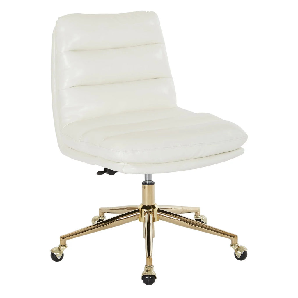White Faux Leather Office Chair with Gold Base O482
