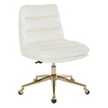 White Faux Leather Office Chair with Gold Base O482