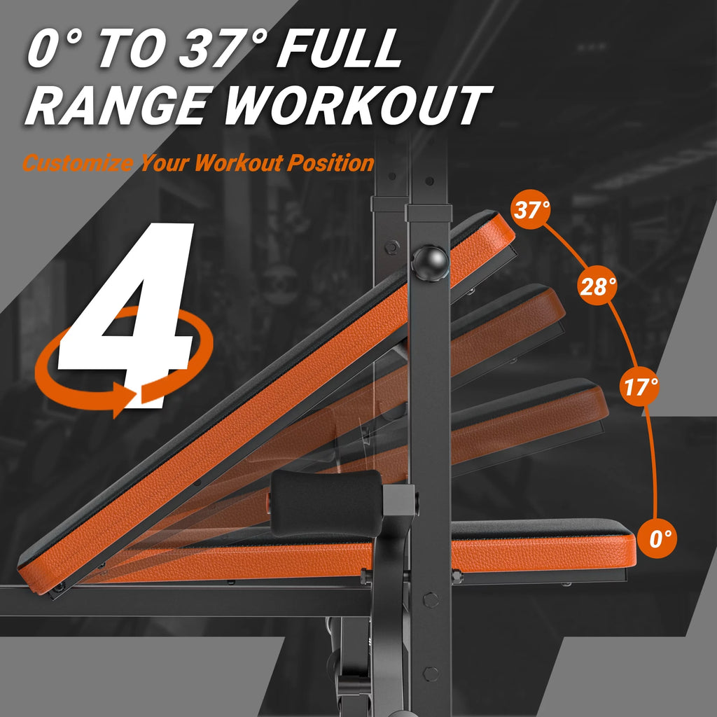 660lb 6-in-1 Adjustable Weight Bench with Barbell Rack and Leg Developer M23724